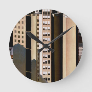Vintage Architektur, Wolkenkratzer von Sheeler, 19 Runde Wanduhr