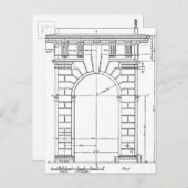 Vintage Architekturgrafik schwarz-weiß Postkarte (Vorne/Hinten)