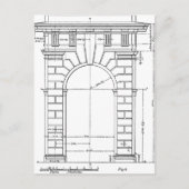 Vintage Architekturgrafik schwarz-weiß Postkarte (Vorderseite)