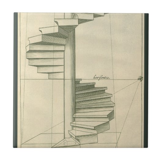 Vintage Architekturtreppen, Spiraltreppe Fliese (Vorderseite)