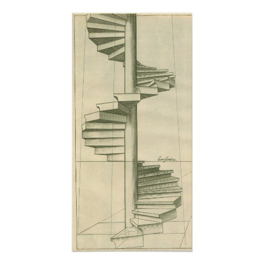Vintage Architekturtreppen, Spiraltreppe Poster (Vorderseite)