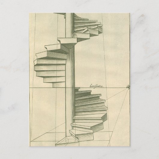 Vintage Architekturtreppen, Spiraltreppe Postkarte (Vorderseite)