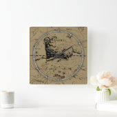 Vintage Aries Map Hevelius 1690 Quadratische Wanduhr (Zuhause)