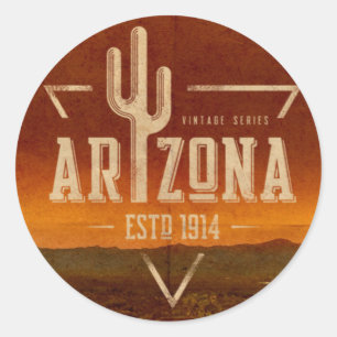 Vintage Arizona Kaktus Reisekleber Runder Aufkleber