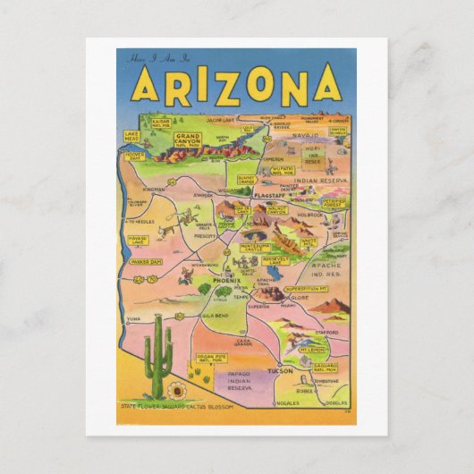 Vintage Arizona Karte (Vorderseite)