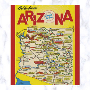 Vintage Arizona Land of the Sun Postkarte