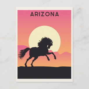 Vintage Arizona Pferd Berg Sonnenuntergang Reise Postkarte