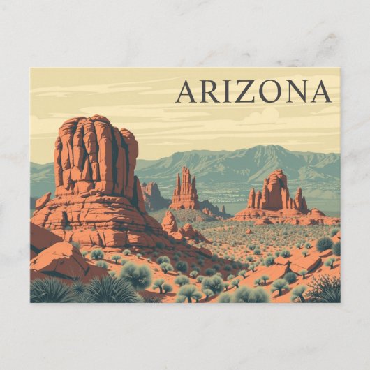 Vintage Arizona Rocks Travel Postkarte (Vorderseite)