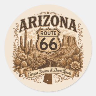 Vintage-Arizona-Route-66-Highway-Dekorsiegel Runder Aufkleber