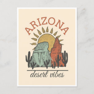 Vintage Arizona State Cactus Wüsten-Vibes Amerika  Postkarte