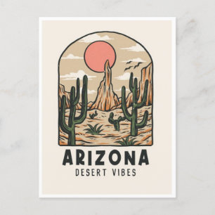 Vintage Arizona State Cactus Wüsten-Vibes Amerika  Postkarte