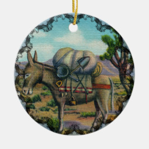 Vintage-Arizona-Wüsten- und Esel-Schmuck Keramikornament