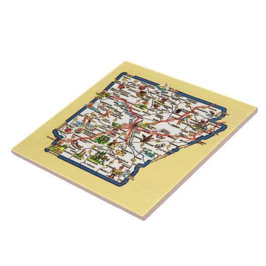 Vintage Arkansas Map Ceramic Tile Fliese (Seite)