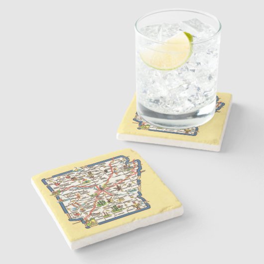 Vintage Arkansas Map Ceramic Tile Steinuntersetzer (Seitenansicht)