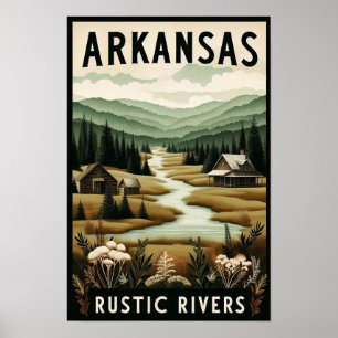 Vintage Arkansas Rustic Rivers Poster