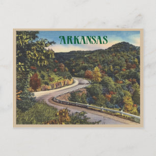 Vintage Arkansas Winding Road im Herbst Postkarte