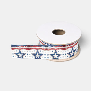 Vintage Art Amerikanischer Stolz Patriotische Ster Ripsband
