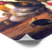 Vintage Art-Animal-Bird-Chickens-Malerei Poster (Ecke)