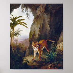 Vintage Art Antiker Tiger Katze Dschungel Maximali Poster