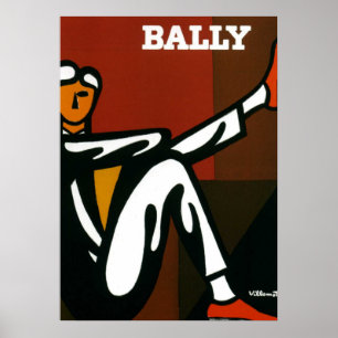 Vintage Art Bally Schuhe Villemot Poster Druck