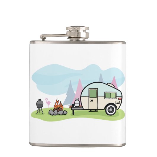 Vintage Art-Camper-Flasche Flachmann (Vorderseite)