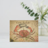 Vintage Art Crab Postkarte (Stehend Vorderseite)