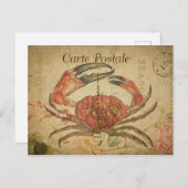 Vintage Art Crab Postkarte (Vorne/Hinten)