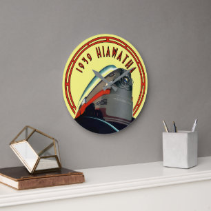 Vintage Art Deco 1939 Lokzug-Werbung Große Wanduhr