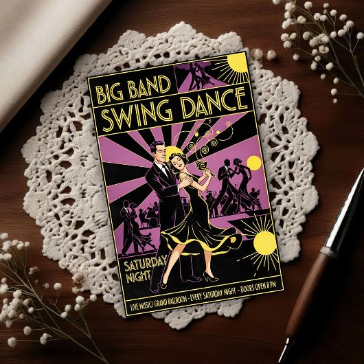 Vintage Art Deco 1940s Swing Dance Postkarte
