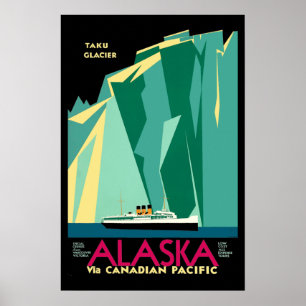 Vintage Art Deco Alaska Tourismus Reise Poster
