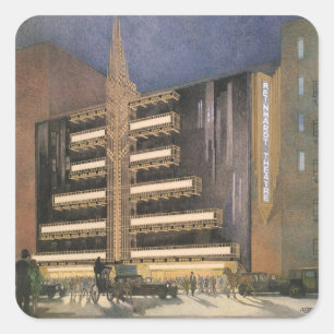 Vintage Art-Deco-Architektur, Gebäude im NYC Quadratischer Aufkleber
