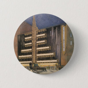 Vintage-Art Deco-Architektur, Gebäude in NYC Button
