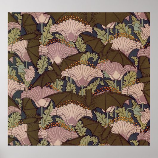 Vintage Art Deco Bat und Blume Poster (Vorne)