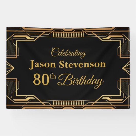 Vintage Art Deco Birthday personalized info banner (Horizontal)
