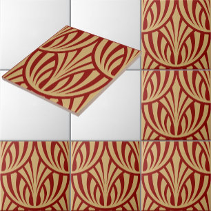 Vintage Art Deco Blattwerk Fischschuppenmuster Fliese