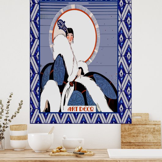 Vintage Art Deco (blau) Poster (Küche)