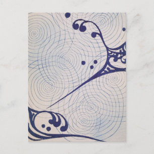 Vintage Art Deco Blaue Wellen Postkarte