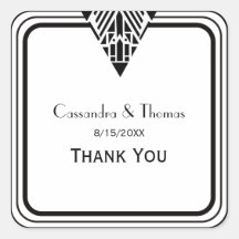 Vintage Art Deco Blk Frame 1 SQ Umschlag Aufkleber