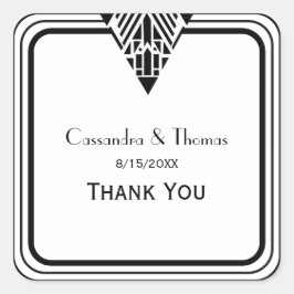 Vintage Art Deco Blk Frame 1 SQ Umschlag Aufkleber