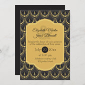 Vintage Art Deco Braun- und Goldhochzeit Einladung (Vorne/Hinten)