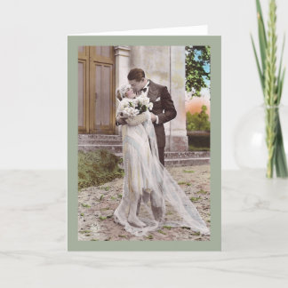 Vintage Art Deco Bride und Groom Foto Card der 20e Karte
