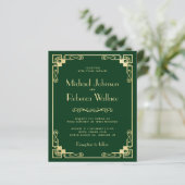 Vintage Art Deco Budget Green Wedding Invitation (Stehend Vorderseite)