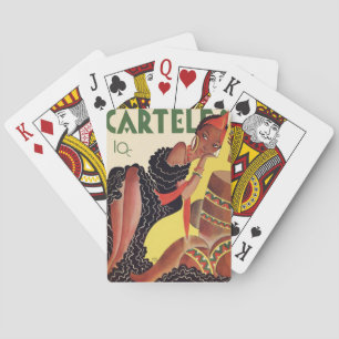 Vintage Art Deco - Carteles - Schöne Frau Spielkarten