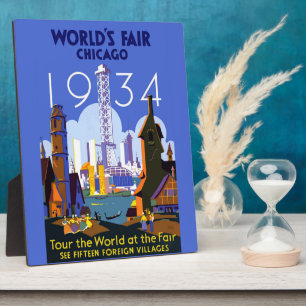 Vintage-Art Deco-Chicago-1934-Weltausstellungsplak Fotoplatte