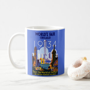 Vintage-Art Deco-Chicago-1934-Weltausstellungsplak Kaffeetasse