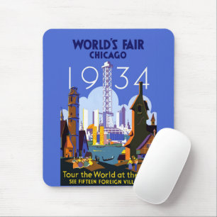 Vintage-Art Deco-Chicago-1934-Weltausstellungsplak Mousepad