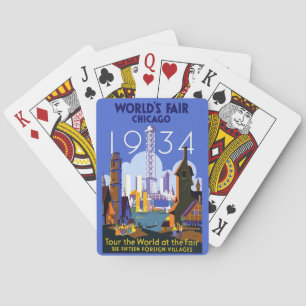 Vintage-Art Deco-Chicago-1934-Weltausstellungsplak Spielkarten