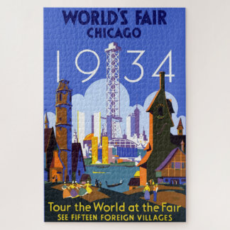 Vintage-Art Deco Chicago 1934 Weltausstellungspost Puzzle