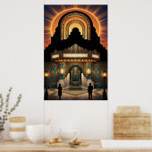 Vintage Art Deco Cinema Entrance Gold & Marble Poster (Küche)