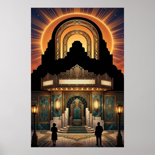 Vintage Art Deco Cinema Entrance Gold & Marble Poster (Vorne)